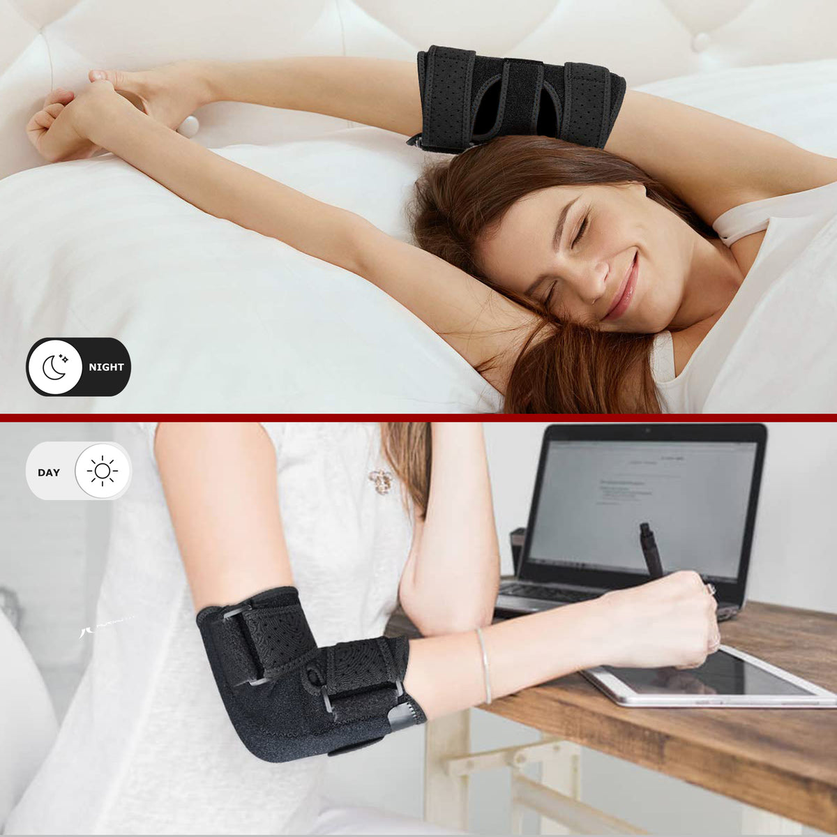 Elbow Brace, Sleeping for Cubital Tunnel Syndrome, Comfortable Elbow Brace  for Ulnar Nerve entrapment Relief Pain and Tendonitis Arm Straightener Fit